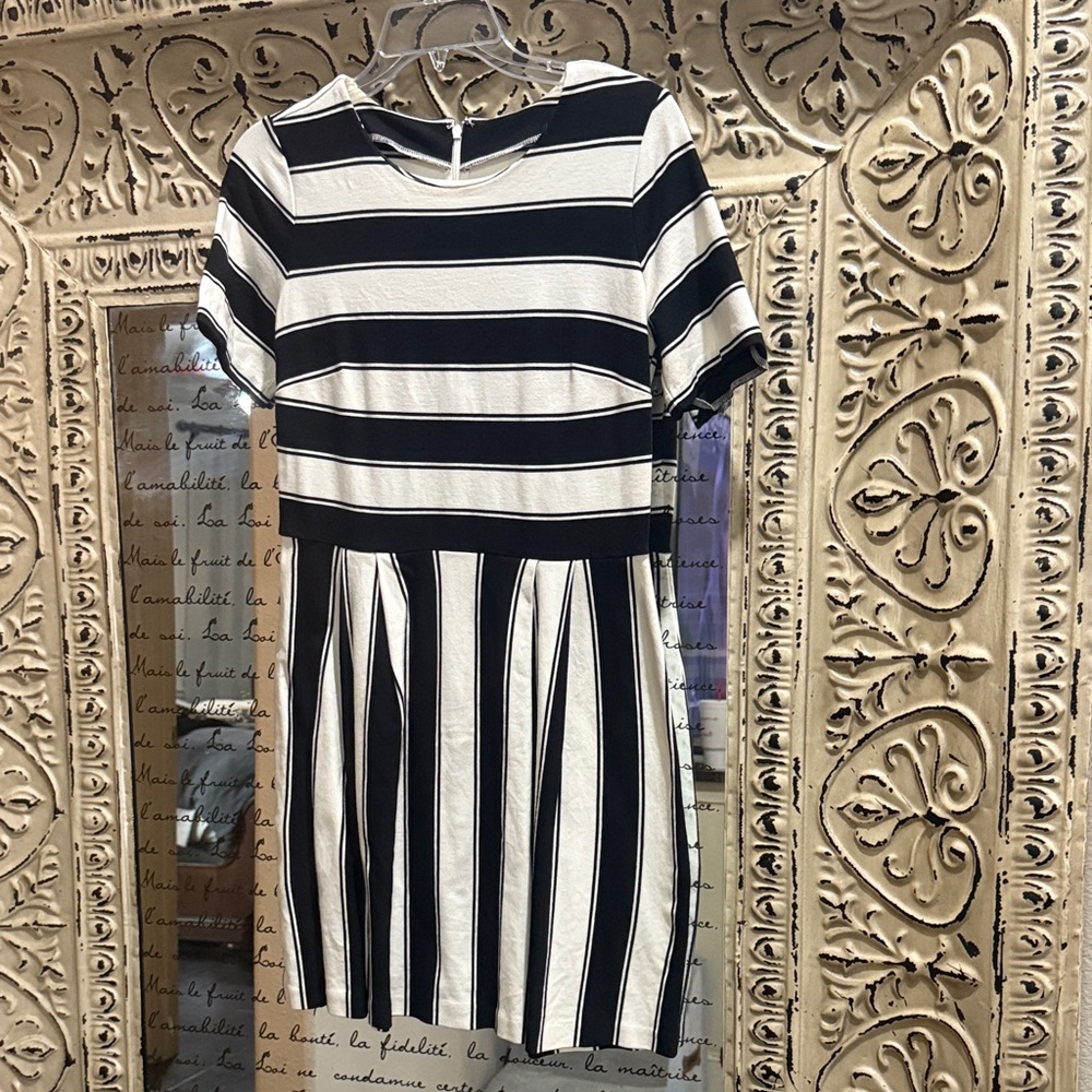 Loft Black and White Striped Dress